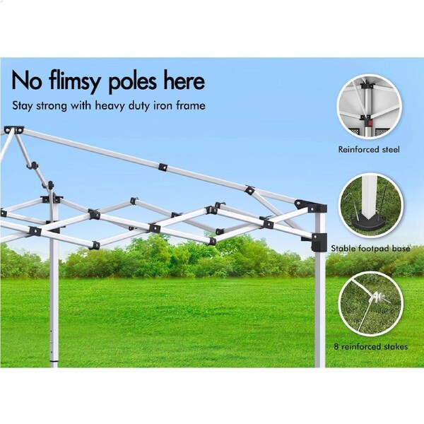 ALFORDSON Gazebo Pop Up Marquee 3x3m 3x6m Outdoor Canopy Camping Mesh Side Walls 3x3m - White with mesh walls