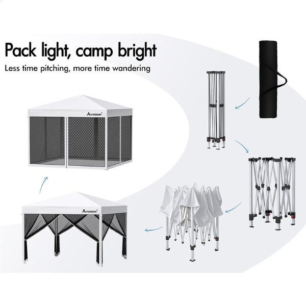 ALFORDSON Gazebo Pop Up Marquee 3x3m 3x6m Outdoor Canopy Camping Mesh Side Walls 3x6m - Black with mesh walls