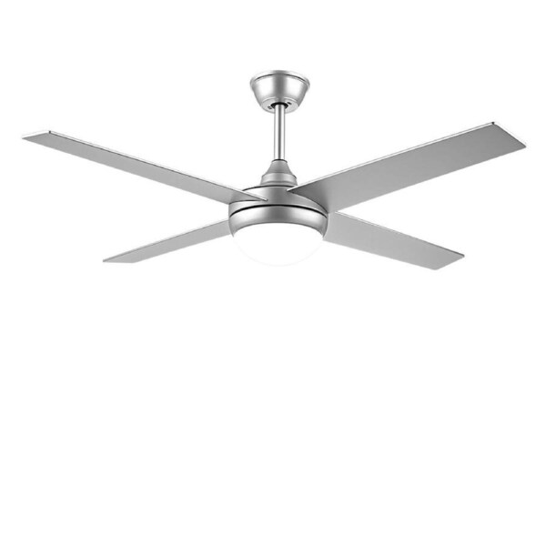 Krear 52'' Ceiling Fan Fans 1320mm Light Wall Remote Control Fans 4 Wood Blades Silver - With Light
