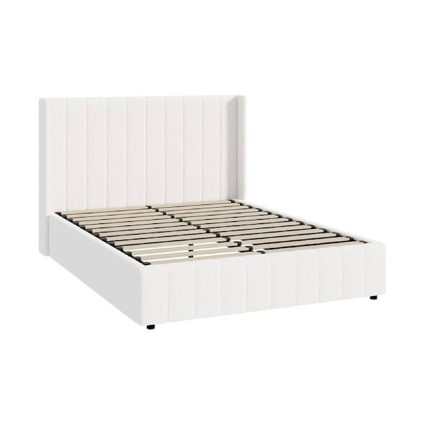 Oikiture Bed Frame Queen Double King Single Gas Lift Base with Storage Boucle King