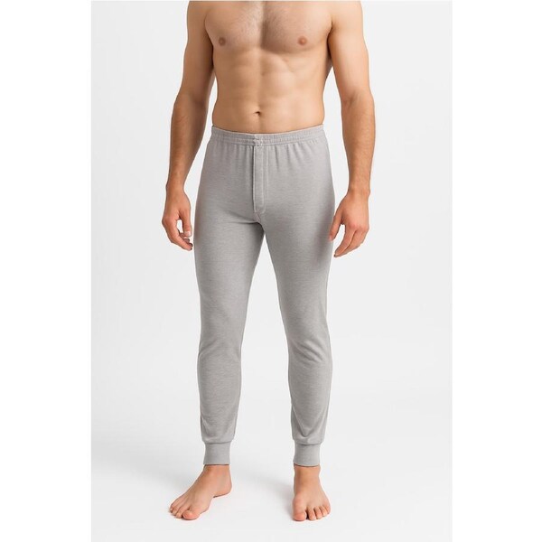 Mens Cotton Long John Thermal Pants Underwear Warm Winter Base Layer in Grey L