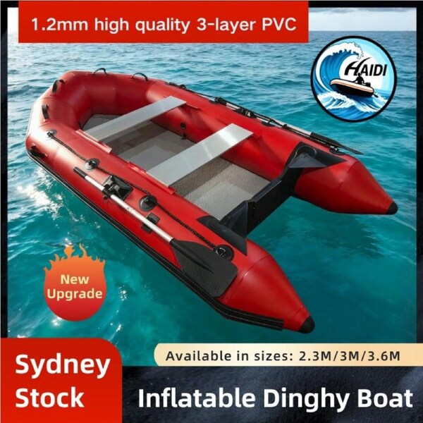 2.3M/3.0M/3.6M Inflatable Boat Dinghy Tender Pontoon Rescue & Dive Boat Fishing Boat with High-quality 3-layer 1.2mm PVC Hard Air-Deck Floor Red / IN-STORE PICKUP - 3.6M Boat