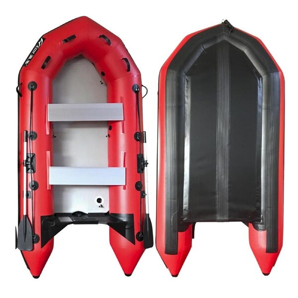 2.3M/3.0M/3.6M Inflatable Boat Dinghy Tender Pontoon Rescue & Dive Boat Fishing Boat with High-quality 3-layer 1.2mm PVC Hard Air-Deck Floor Red / IN-STORE PICKUP - 3.0M Boat
