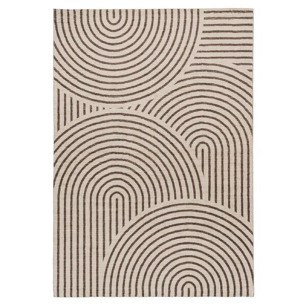 Loopsie Corinth Dark Brown and Cream Arch Washable Rug 290cm x 200cm