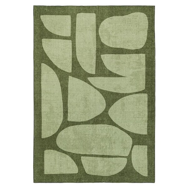 Loopsie Brookhaven Green Printed Washable Rug 290cm x 190cm