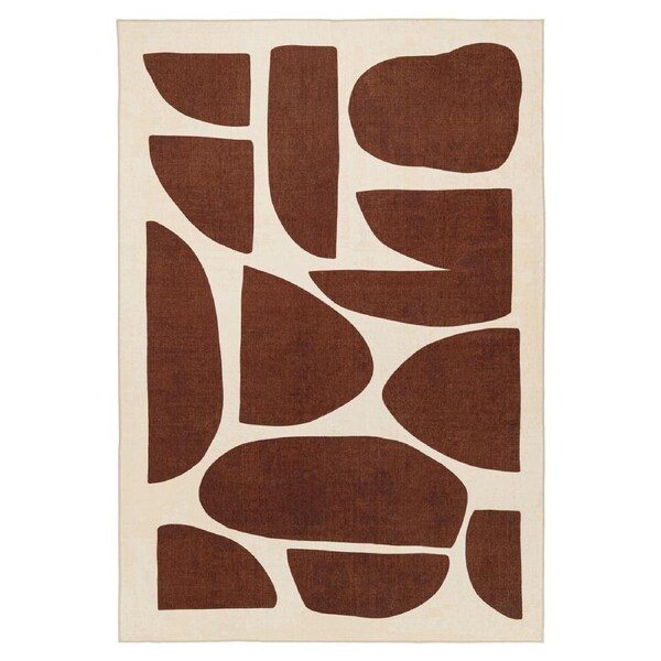 Loopsie Soho Brown Printed Washable Rug 220cm x 150cm