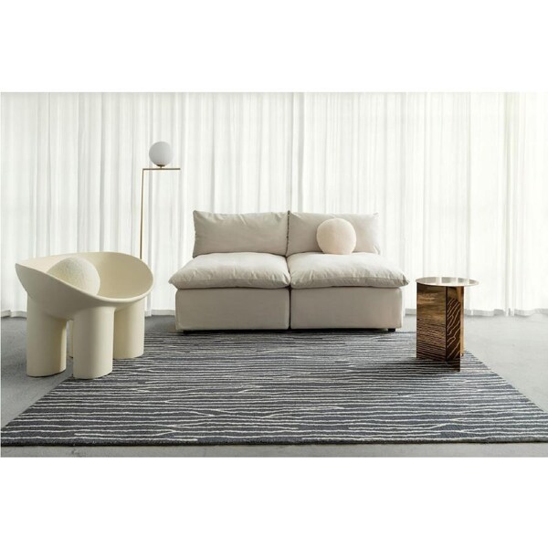 Loopsie Malha Black and Ivory Stripe Washable Rug 400cm x 300cm