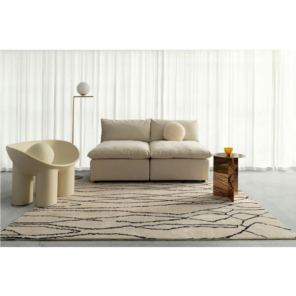 Loopsie Tutu Beige and Black Lined Washable Rug 400cm x 300cm