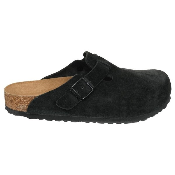 Birkenstock Unisex Boston SFB Suede Leather Regular Fit Clogs Black 40