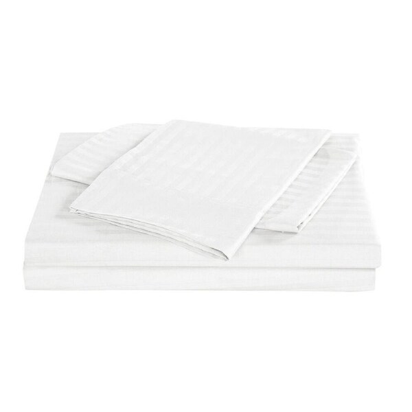 Royal Comfort Kensington Sheet Set 1200TC Cotton Stripe White Double
