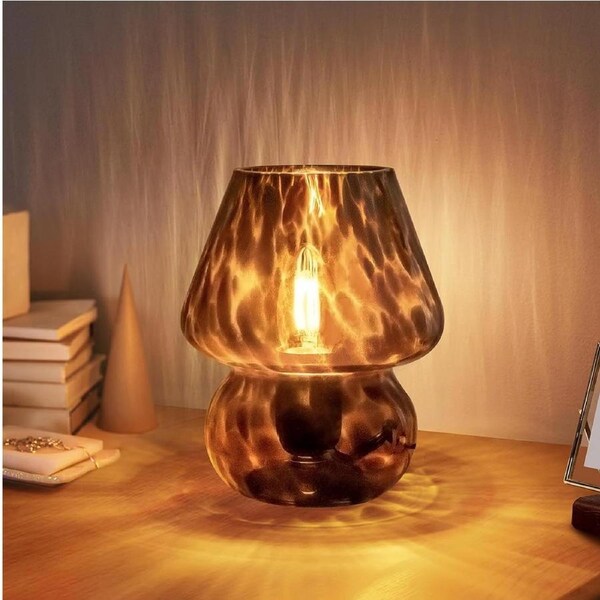 Clora Glass Table Bedside Lamp Mushroom Lamp Night Light Vintage Home Decor - 2 Color Amber