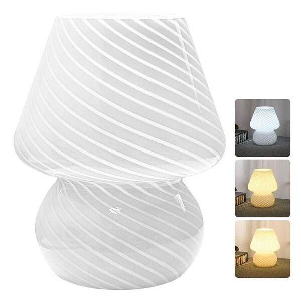 Clora Mushroom Lamp Glass Table Bedside Lamps Night Light Vintage Home Decor - 3 Color White