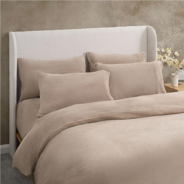 Sheraton Luxury Cosy Teddy Quilt Cover Set Taupe Queen