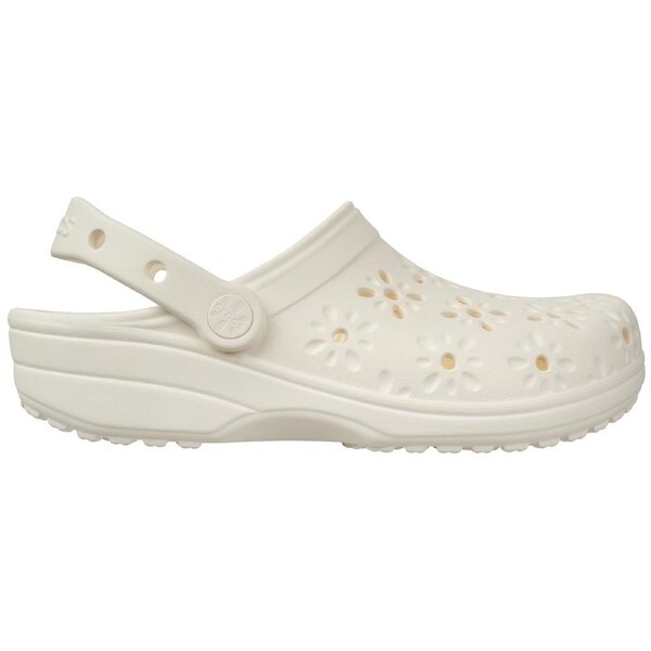 Crocs Unisex Classic Floral Cut Out Clogs Chalk US M4/W6
