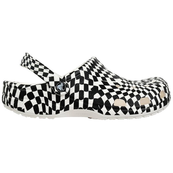 Crocs Unisex Classic Warped Checker Clogs White/Black US M5/W7