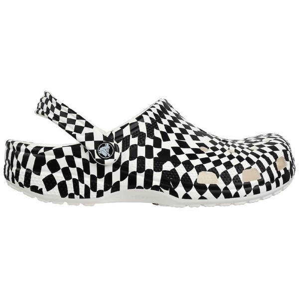 Crocs Unisex Classic Warped Checker Clogs White/Black US M8/W10