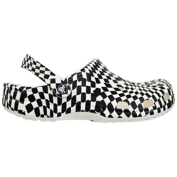 Crocs Unisex Classic Warped Checker Clogs White/Black (US M5/W7-M12) US ...