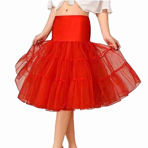 Tutu Skirt Lady Vintage 50s Petticoat Rockabilly Petticoat Dress 67cm Red S