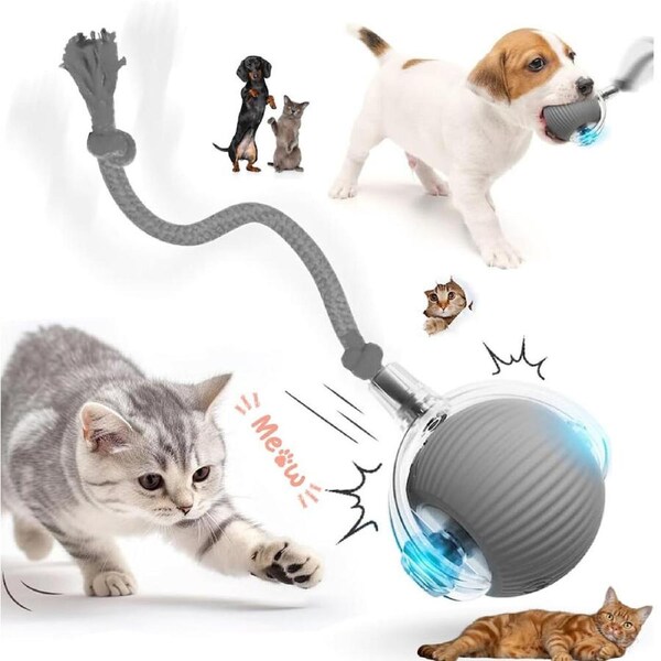 Interactive Electric Smart Pet Chase Ball stimulating Dogs Toy Cat Toy Pet Toy gray