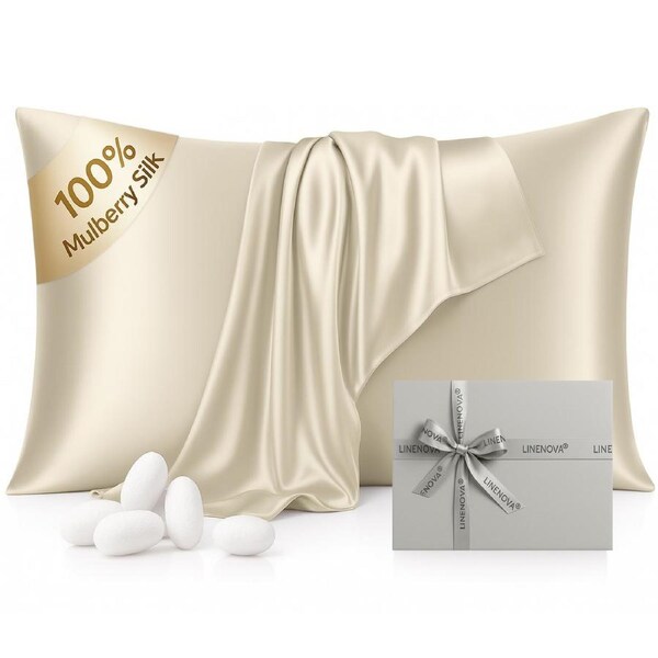 LINENOVA 6A Grade 100% Mulberry Silk Pillowcases Double-sided Silk Luxury 22 Momme Pillow Cases 2 PCS / Haze Blue