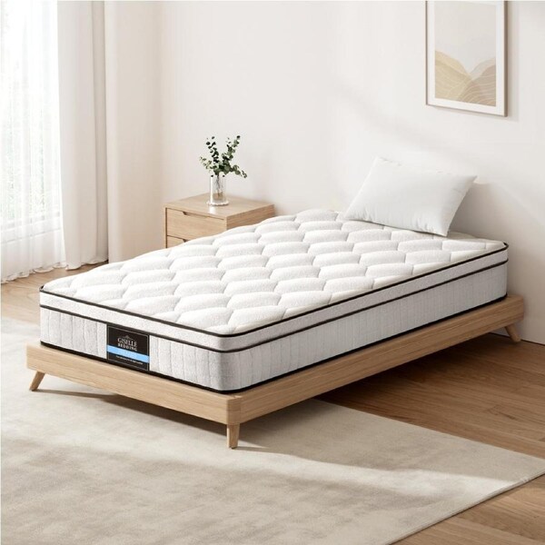 Giselle Bedding 22cm Mattress Boucle Fabric Pocket Spring Euro Top Medium Firm Mattresses Single