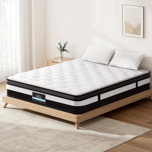Giselle Bedding 30cm Mattress Medium Firm Euro Top Pocket Spring Hybrid Mattresses All Size Queen