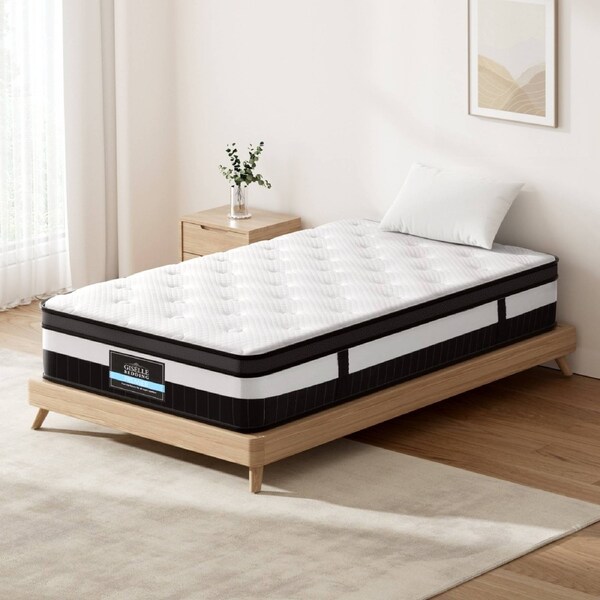 Giselle Bedding 30cm Mattress Medium Firm Euro Top Pocket Spring Hybrid Mattresses All Size Single