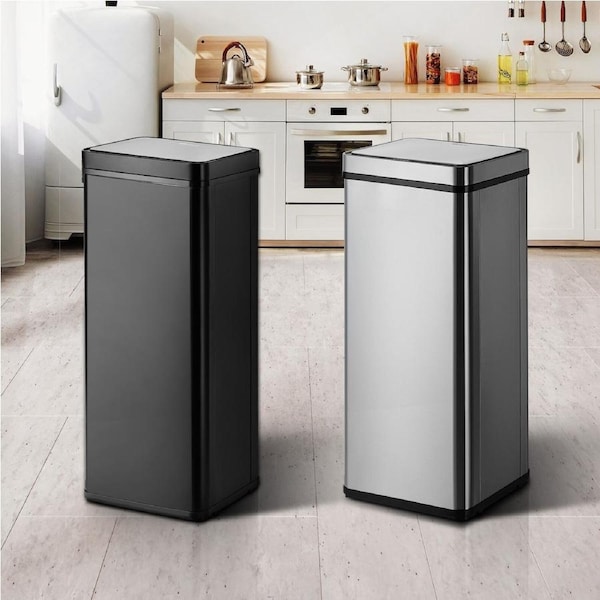 Oikiture 75L Motion Sensor Bin Automatic Rubbish Trash Can Kitchen Black
