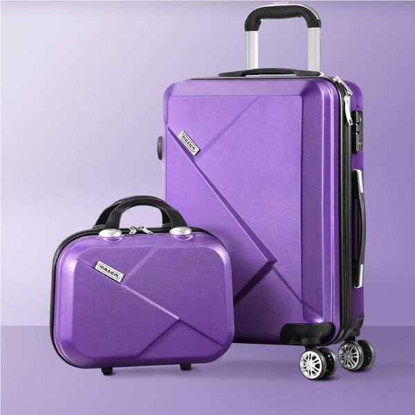 Mazam 2 Piece Luggage Suitcase Trolley Set Travel TSA Lock Hard Case Purple