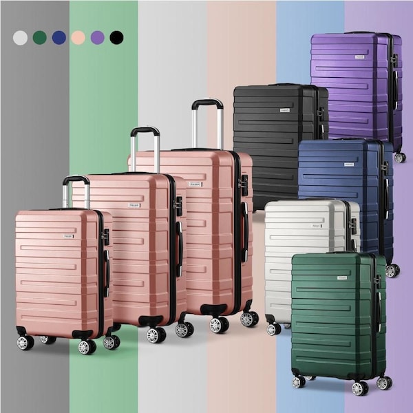 Mazam 3PCS Luggage Suitcase Trolley Set Travel TSA Lock Hard Case 20" 24" 28" Silver