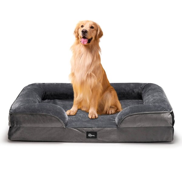 Petzly Dog Bed Sides Egg-Crate Foam Removable Washable Cover Grey X Large