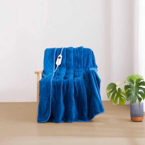Dreamaker Coral Fleece Heated Throw Classic Blue 130x160cm