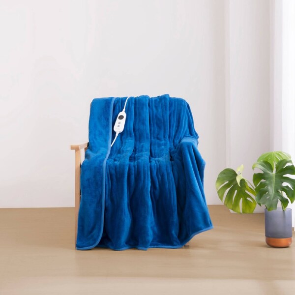 Dreamaker Coral Fleece Heated Throw Classic Blue 180x200cm