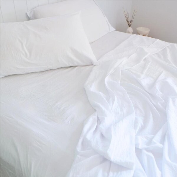 Royal Comfort Opulence Washed Microfibre Sheet Set White / Single