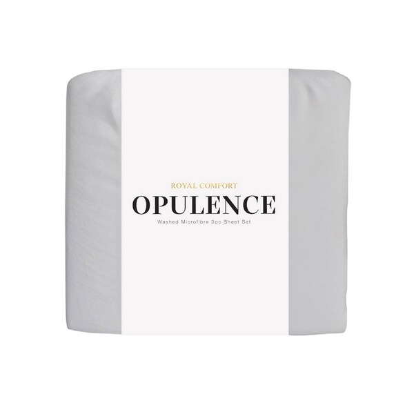 Royal Comfort Opulence Washed Microfibre Sheet Set Ultra Soft Bedding Grey / Single