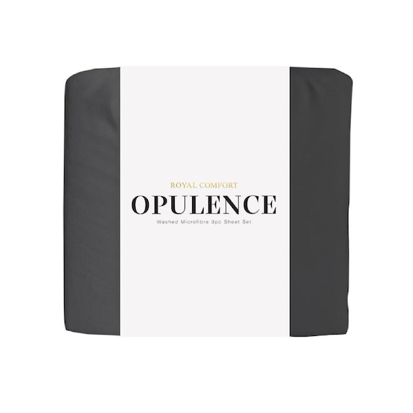 Royal Comfort Opulence Washed Microfibre Sheet Set Charcoal / King Single