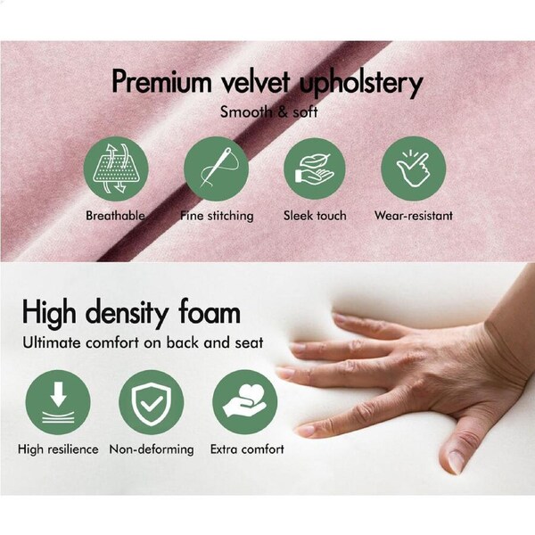 ALFORDSON 2/4x Armchair Dining Chair Kitchen Accent Sofa Couch Granular Velvet Velvet fabric - Pink x 2