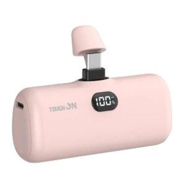 Tough On Mini Portable Charger Power Bank USB C Charging for Android (5000mAh) Pink / Brand New