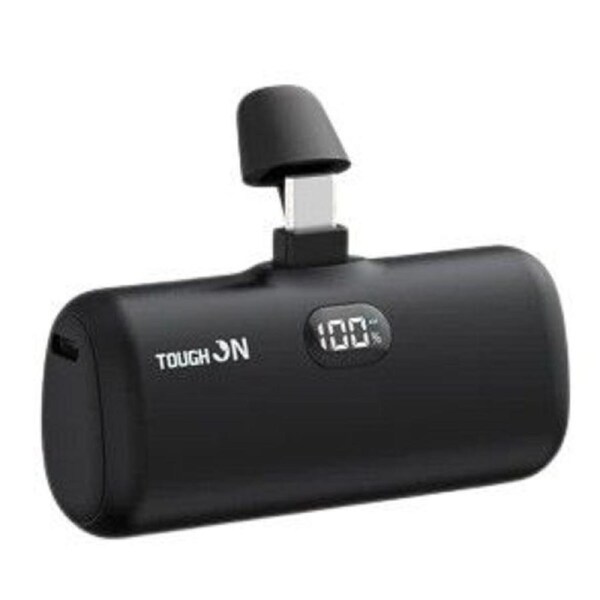 Tough On Mini Portable Charger Power Bank USB C Charging for Android (5000mAh) Black / Brand New
