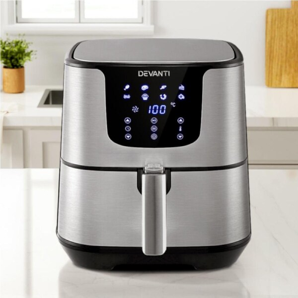 Devanti Air Fryer Oven Electric Fryers Oil Free Airfryer Kitchen Healthy Cooker Silver
