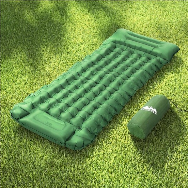 Weisshorn Self Inflating Mattress Camping Sleeping Mat Air Bed Double Pillow Bag Model 2 - Single & Green
