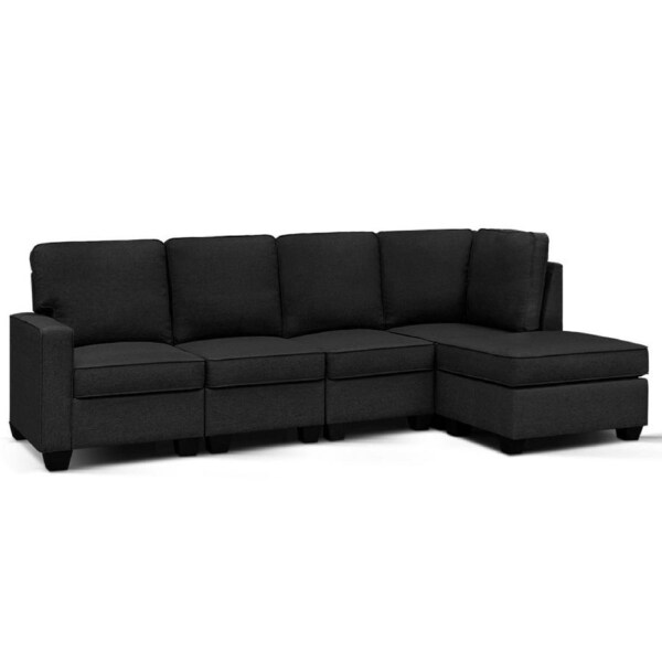 Artiss Sofa Couch with Chaise Fabric Sofa Lounge 4/5 Seater Grey Modular Lounge Suite 5 Seater