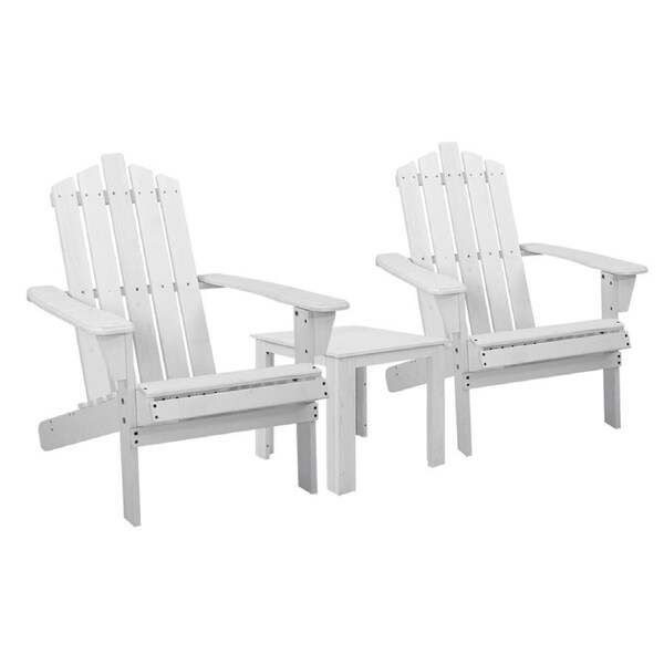 Gardeon Outdoor Furniture Sun Lounge Chairs Table Beach Chair Patio Adirondack White / 3pc Hill back