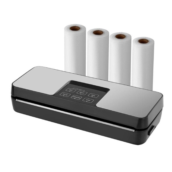 Devanti Food Vacuum Sealer Machine Fresh Storage Sealing Cutter Bags 15/28cm 4 Rolls Sealer bags 30cm machine+15cm*4rolls bags