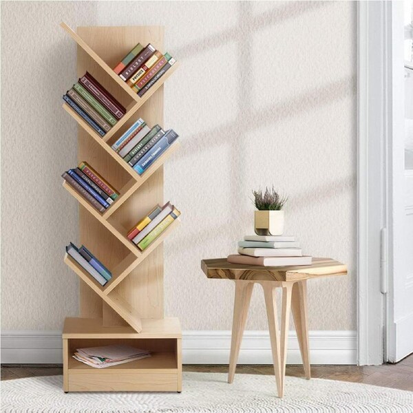 Artiss 7 9 Shelves Tree Book Shelf Display Storage Rack Bookcase Natural White 7-tier White