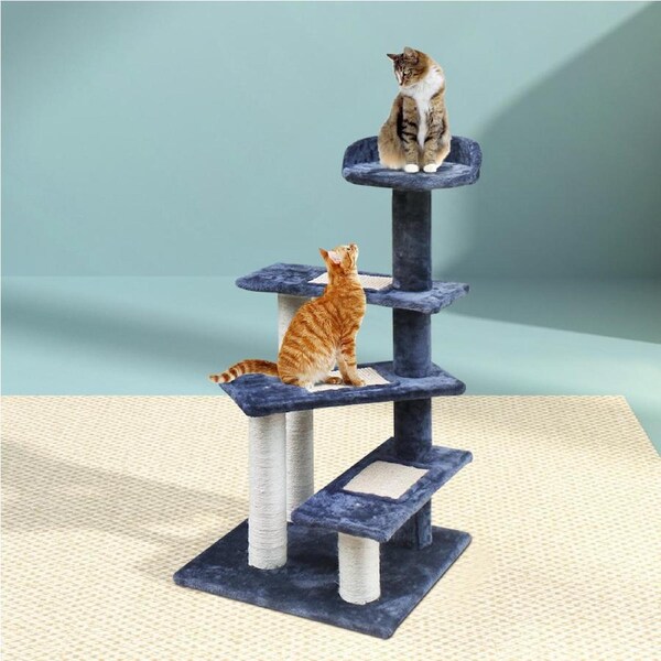 i.Pet Cat Tree Tower Scratching Post Scratcher Wood Condo Bed Toys Play Ladder 100cm Dark Grey