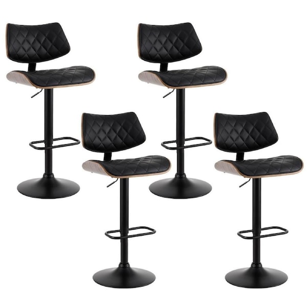1x / 2x / 4x Artiss Bar Stools Kitchen Chairs Upholstered Wood Leather Fabric Jovy - Black x2