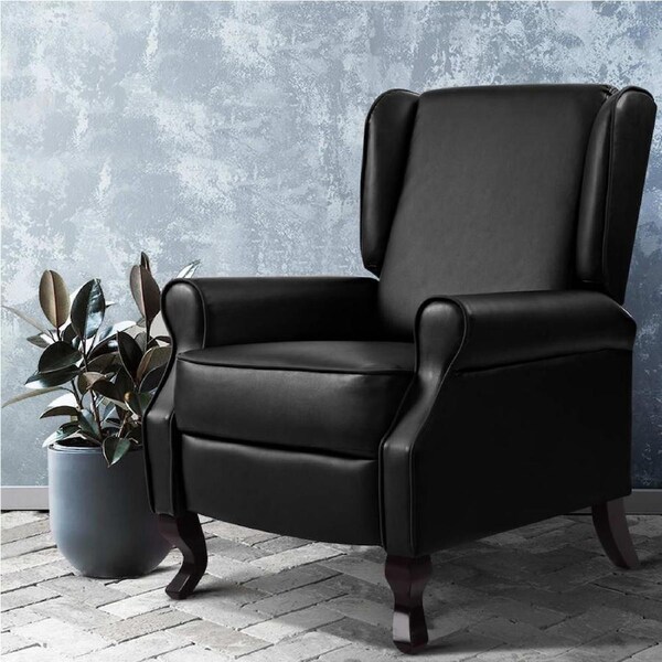 Recliner Chair Leather Fabric Artiss Black PU Leather