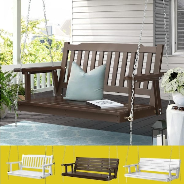 Gardeon Porch Swing Chair with Chain Garden Bench Outdoor Furniture Wooden 2 Seater - Brown