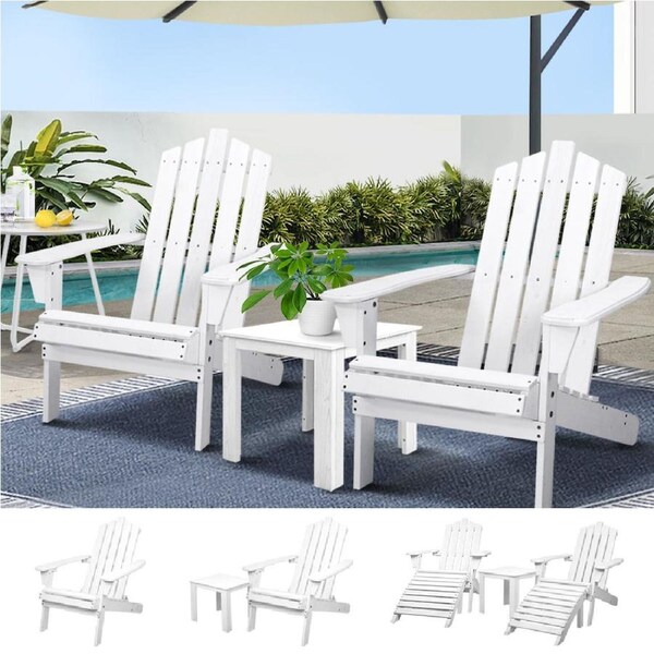 Gardeon Sun Lounge Outdoor Chairs Table Set Beach Chair Adirondack Patio Furniture 2x Chair + 1x Table